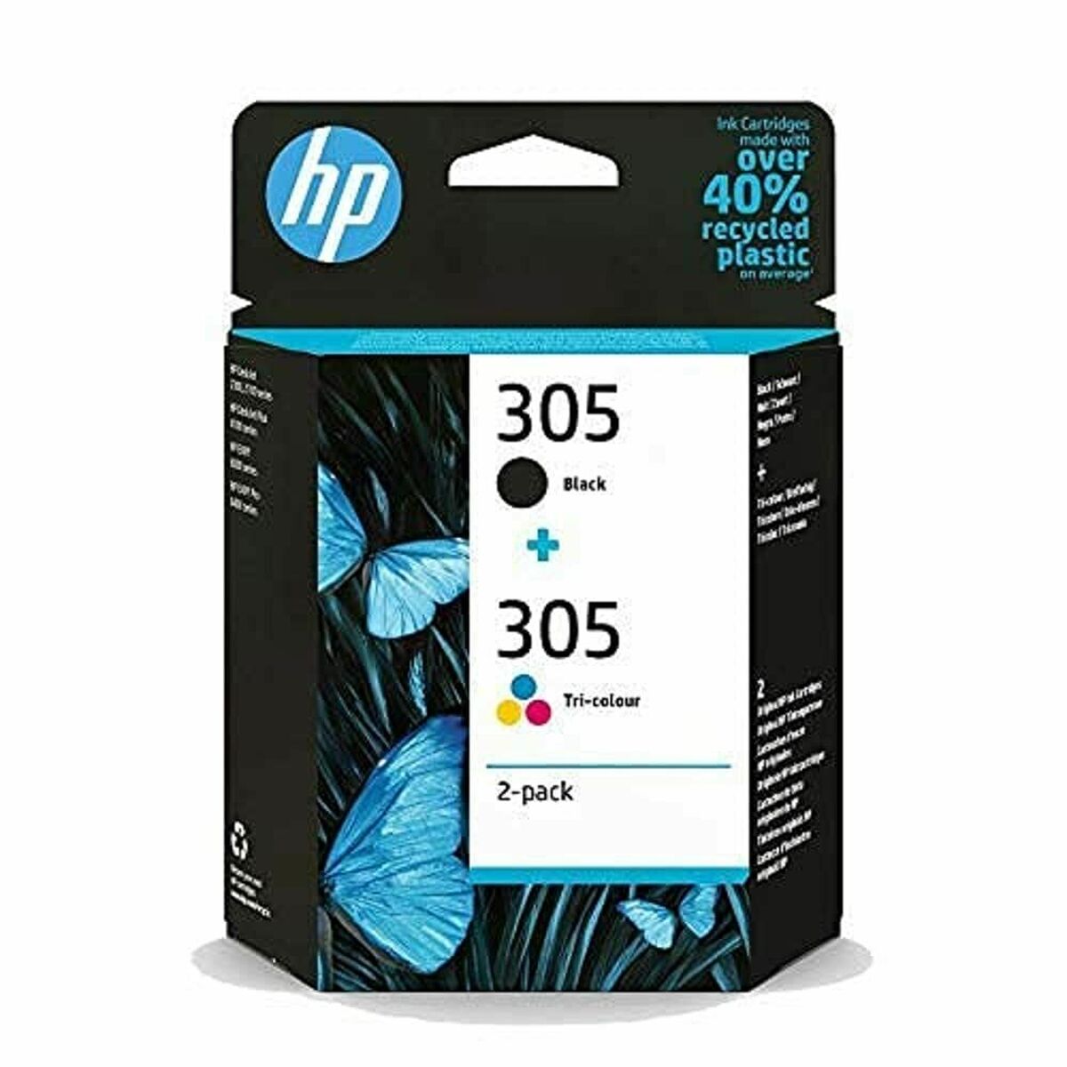 Original Tintenpatrone HP Paquete de 2 cartuchos de tinta original HP 305 tricolor / negro Bunt