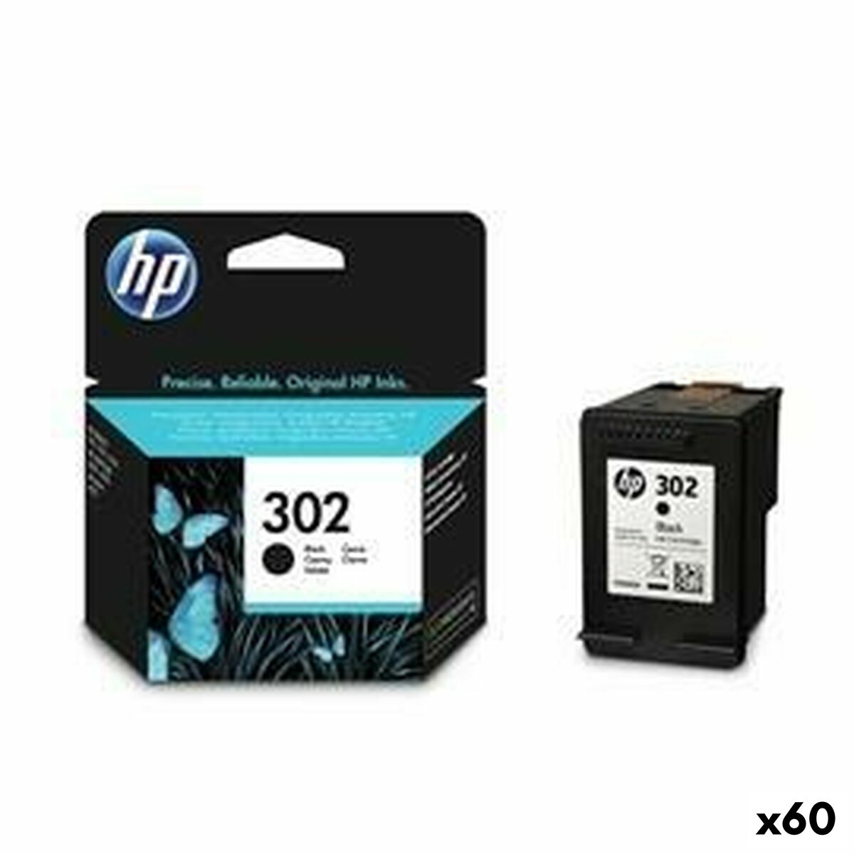 Original Tintenpatrone HP Officejet 3830 Nº 302 Schwarz (60 Stück)